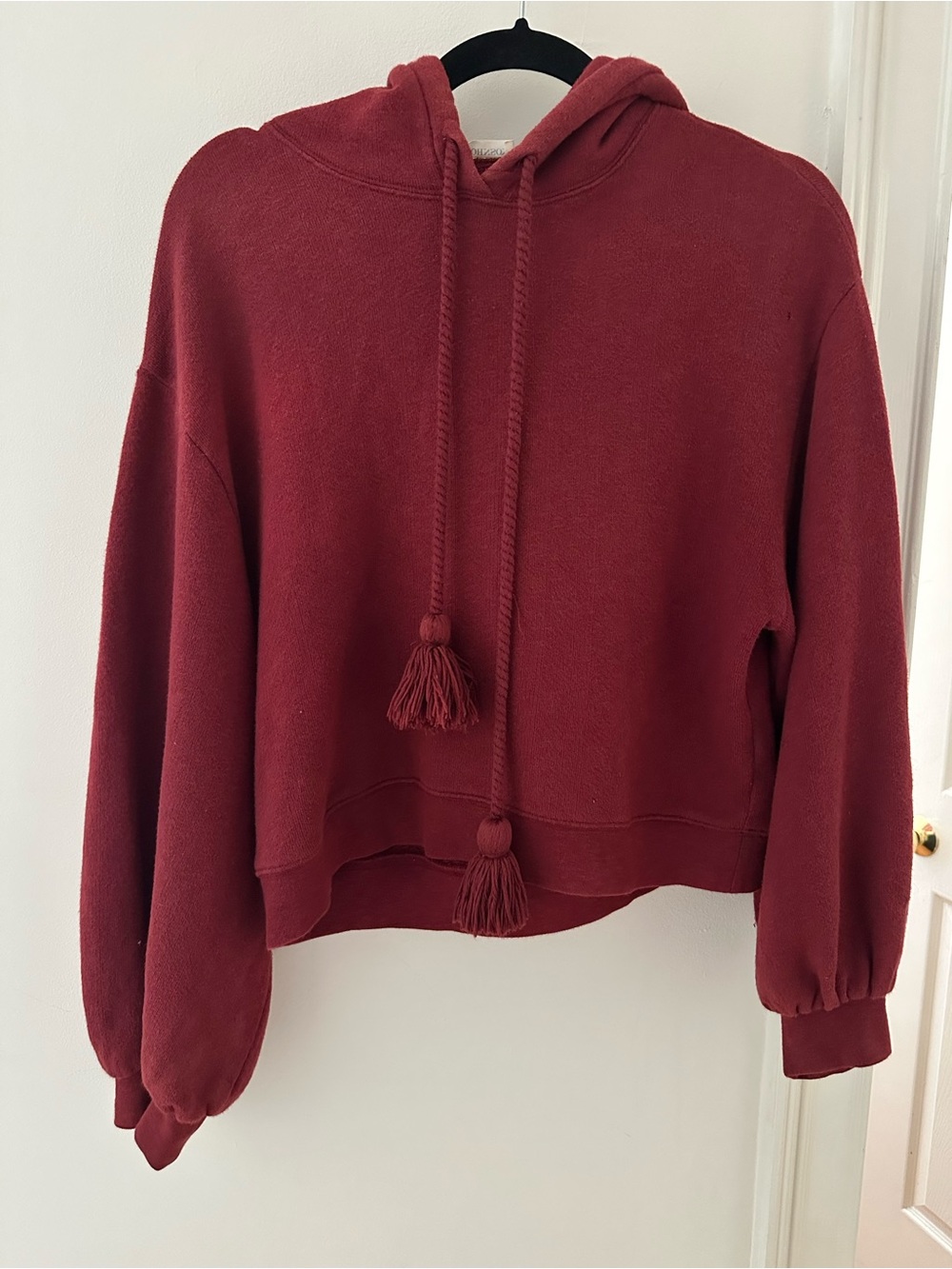Ulla Johnson Cropped Tassel Hoodie - Brick Red